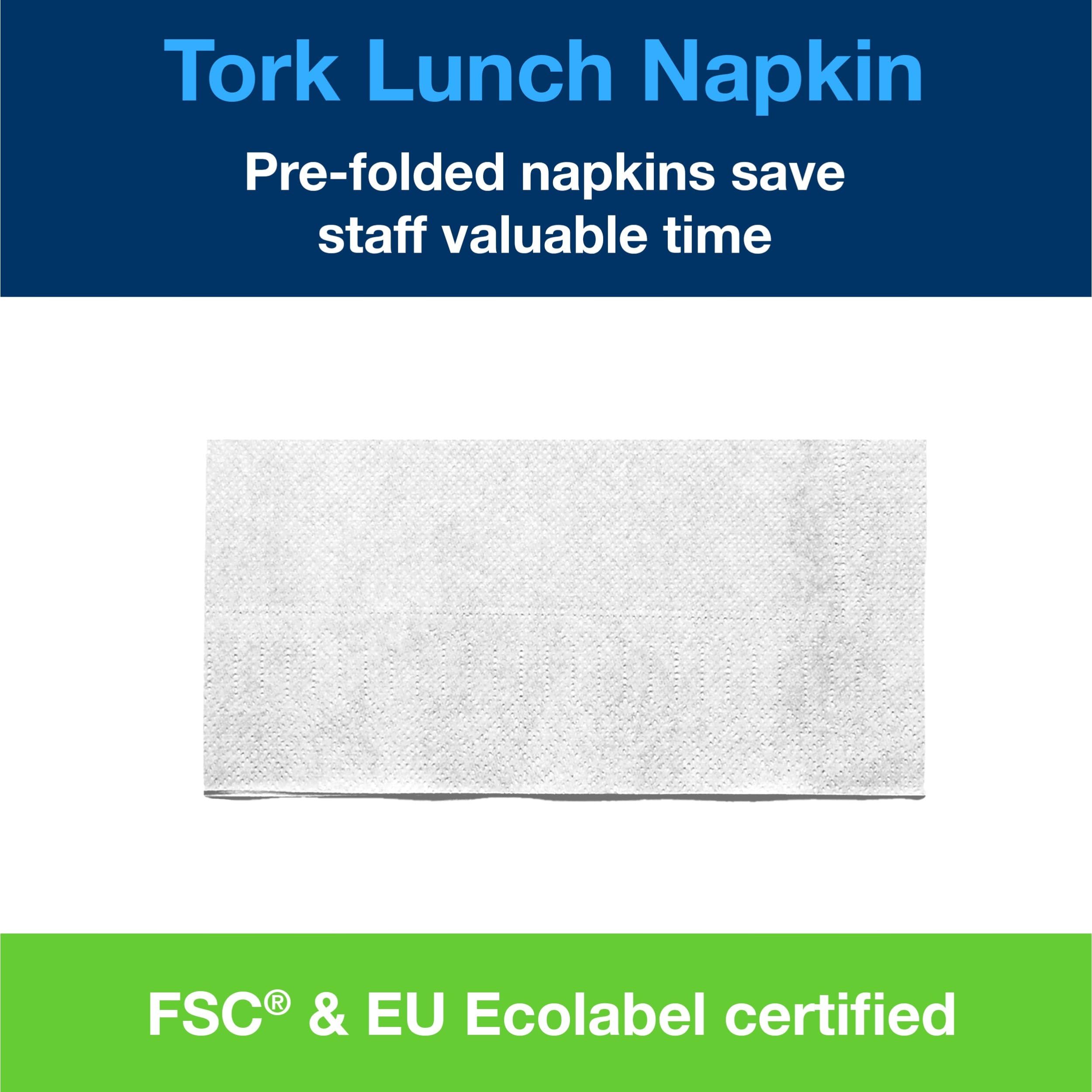 Tork Servilleta Buen provecho Lunch Decorativa, 1/8 pliegue, 2 capas, 33 cm x 33 cm, 10 x 200 servilletas, 477304