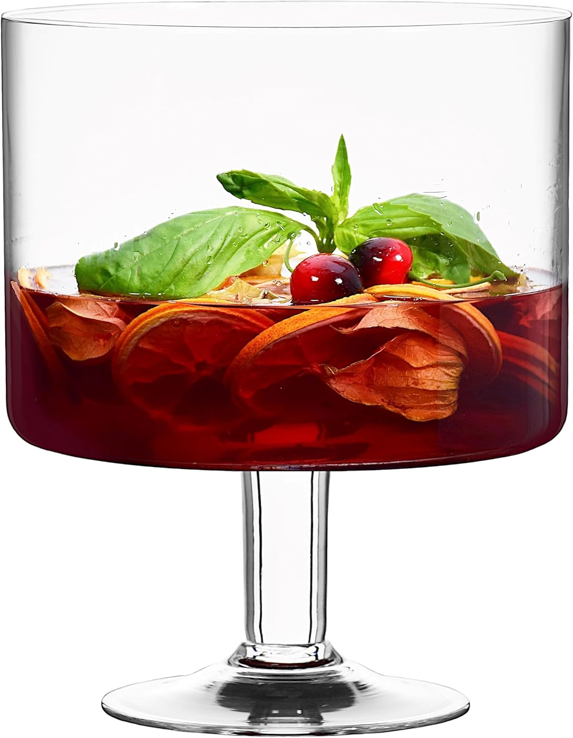 SOLAVIA Tall Clear Glass Trifle Bowl Large Round Footed Cylinder Fruit
