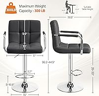 Vista 167 de Yaheetech - 4 taburetes de bar ajustables para mostrador de cocina, taburetes de bar/mostrador, silla de comedor giratoria hidráulica de piel Marrón