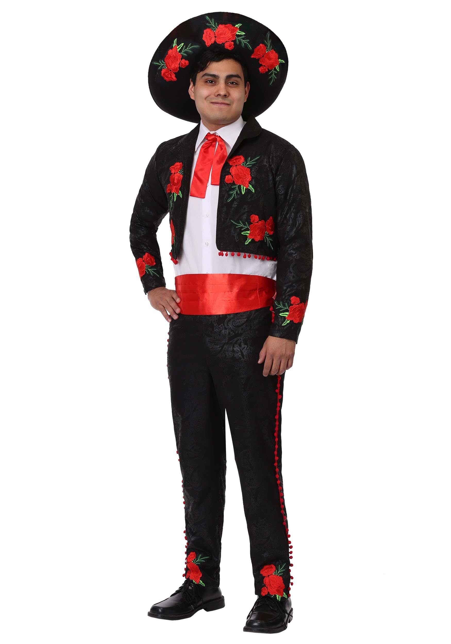 Men's Mariachi Costume & Sombrero Hat, Spanish Music Costume for Cinco de Mayo, Halloween or Mexican Holidays