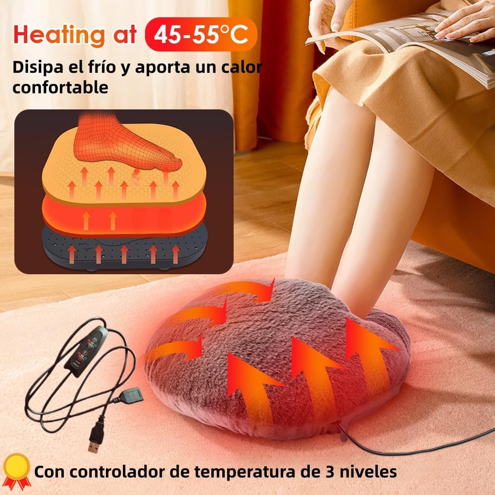 AirBlend Home ToesWarm Calentador de pies USB zapatillas calefactables de felpa para invierno y oficina con temperatura ajustable 50℃-60℃ diseño cómodo para mantener los pies calientes