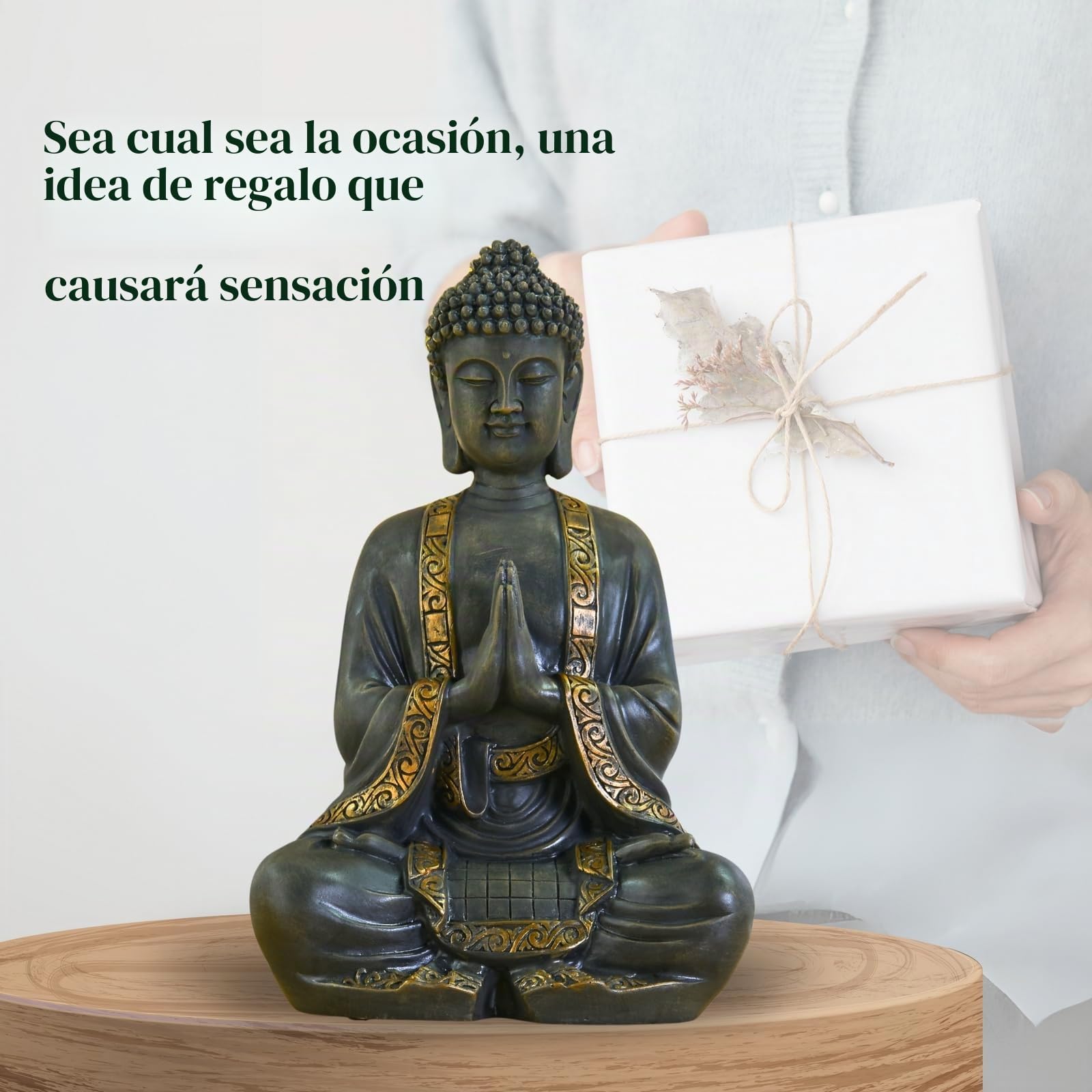 zen' Light grande estatua Buda mediación, resina, Bonze, 37.5 x 15 x 24 cm