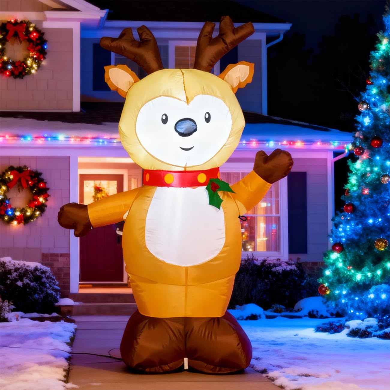 Renne de Noël extérieur gonflable TYBEEU pour illuminer la pelouse