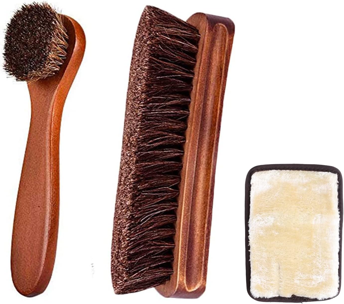 Shoe Brush Set, Scoolr Shoe Cleaning Brushes Premium Soft Shoe Brush Shoe Shine Brush for Buffing and Polishing, Horse Hair Brush for Boots, Shoes, Furniture, Car Seats, Interiors, Sofas, bags