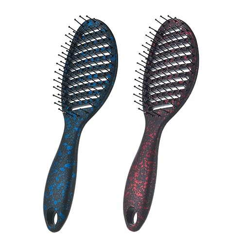 Ranp Paquete de 2 cepillos profesionales curvados y ventilados para desenredar el cabello largo grueso delgado rizado y enredado secado húmedo rojo