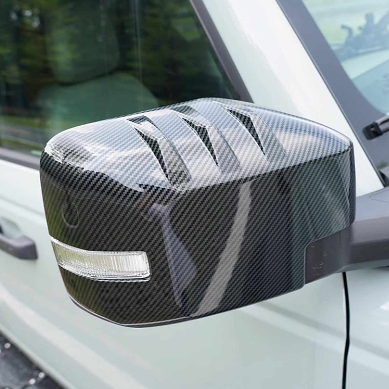 Car Side Review Mirror Guard Cover Caps Trims for Ford Bronco 2021 2022 2023 2024 Auto Exterior Decoration Accessories (Mirror With Light Model Only) Carbon Fiber Color