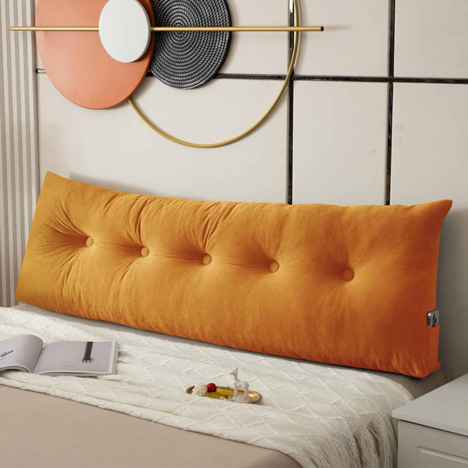 XZLZMYP Large Headboard Pillow Soft Lumbar Support Reading Cushion Triangle Wedge Backrest Pillow with Side Pockets Bolster Cushion Waist Lumbar Pad for Bed Sofa Tatami,H,60x40x12cm