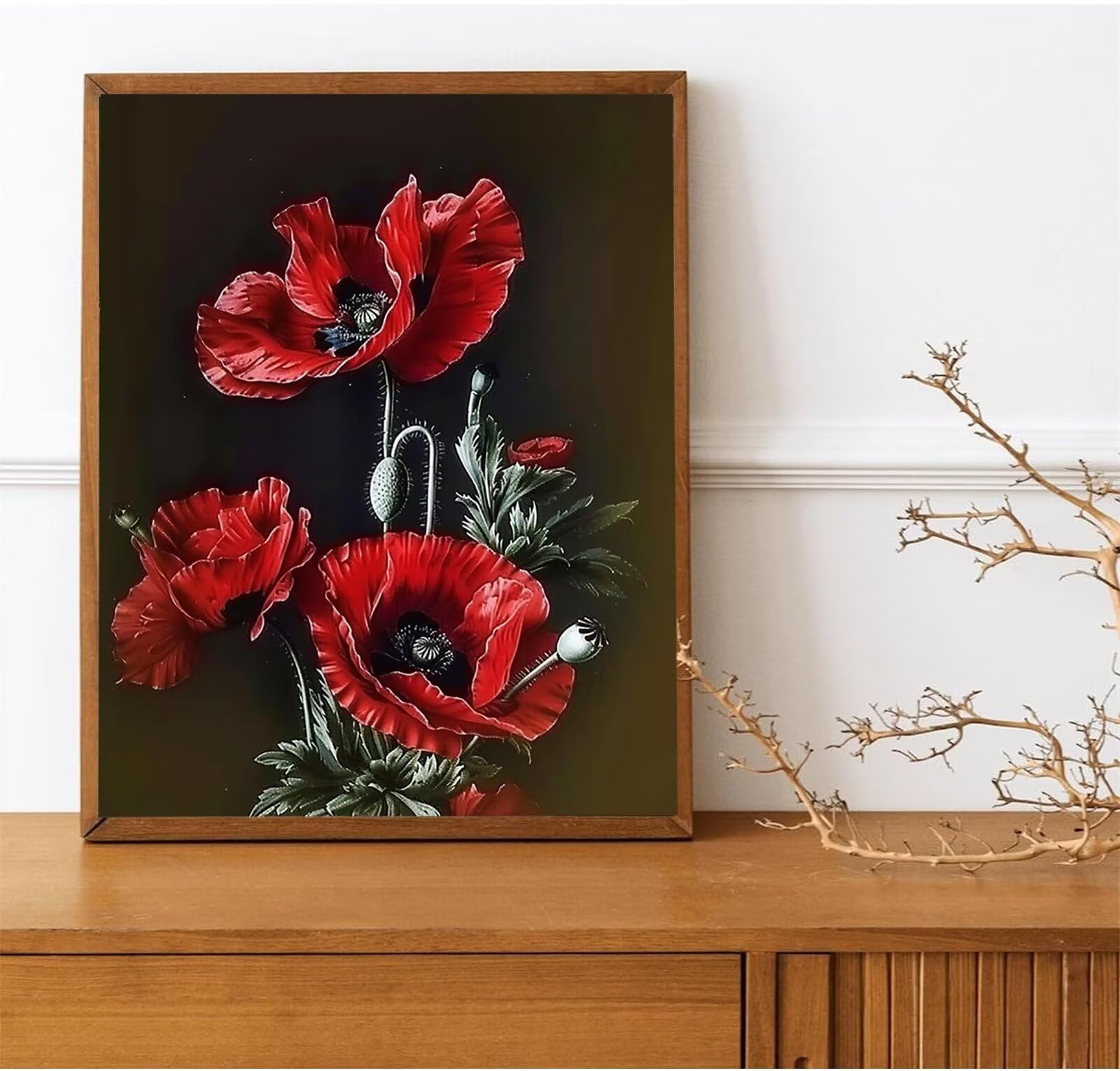 Kit di Pittura a Olio su Tela Fai-da-Te, Amichevole Papaveri Compagno Dipinto Ad Olio Su Tela con, Decorazioni per La Casa Dipingere con i Numeri per Adulti Bambini Fioritura 60x80cm (Con Scatola)