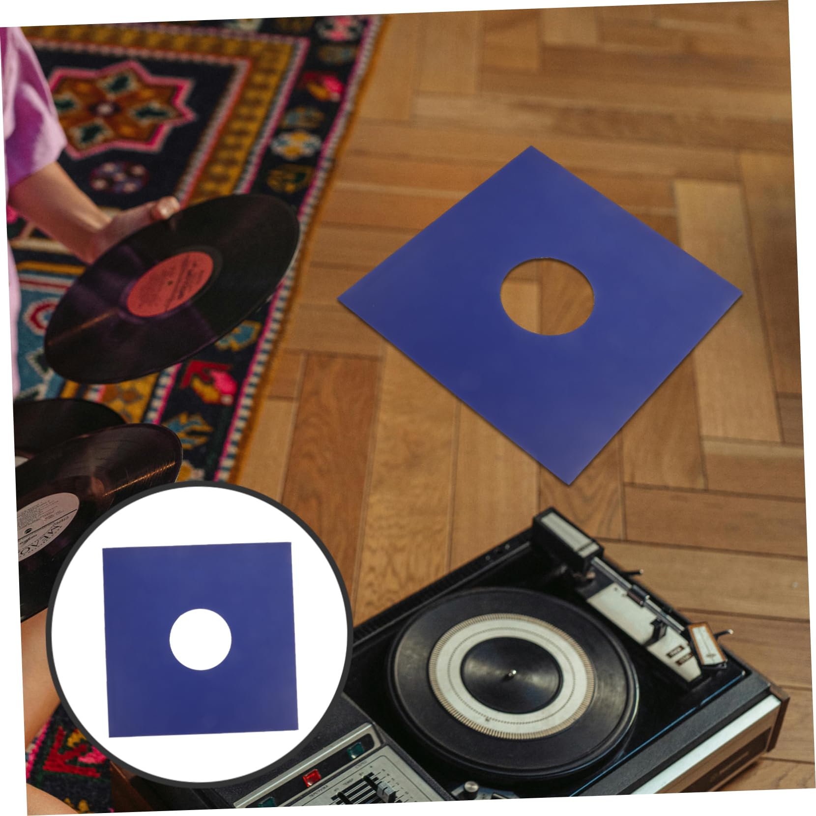 Mikinona Custodia Giacca per Vinile in Carta Kraft Blu, Protezione Resistente per 12 Pollici, Confezione da 10 Pezzi per Conservare Album e Dischi Vinile in Modo Sicuro
