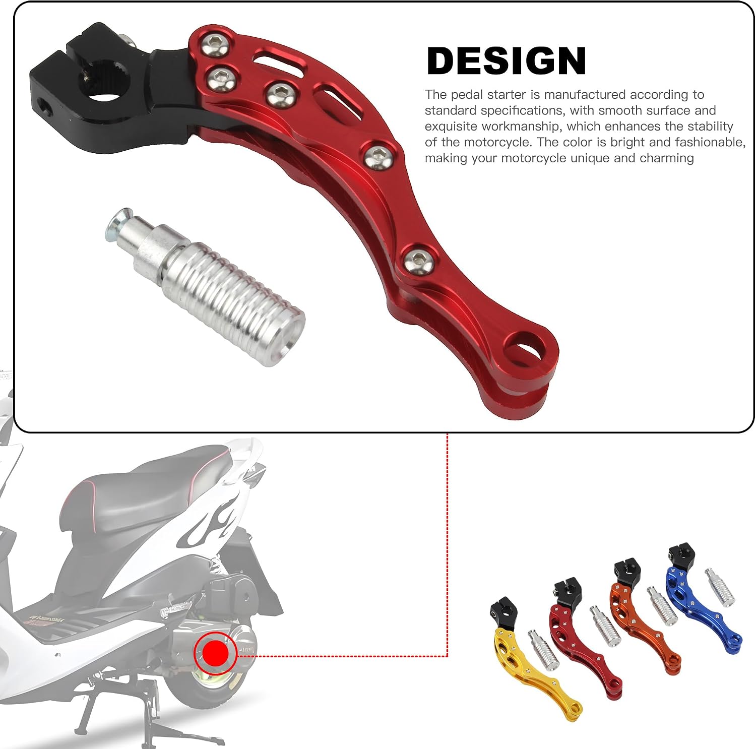 Kick Start Starter Lever, CNC Aluminum Alloy Motorcycle Engine Start Lever for JOG50/90/100 TACT DIO50 RSZ ZY10(Orange)