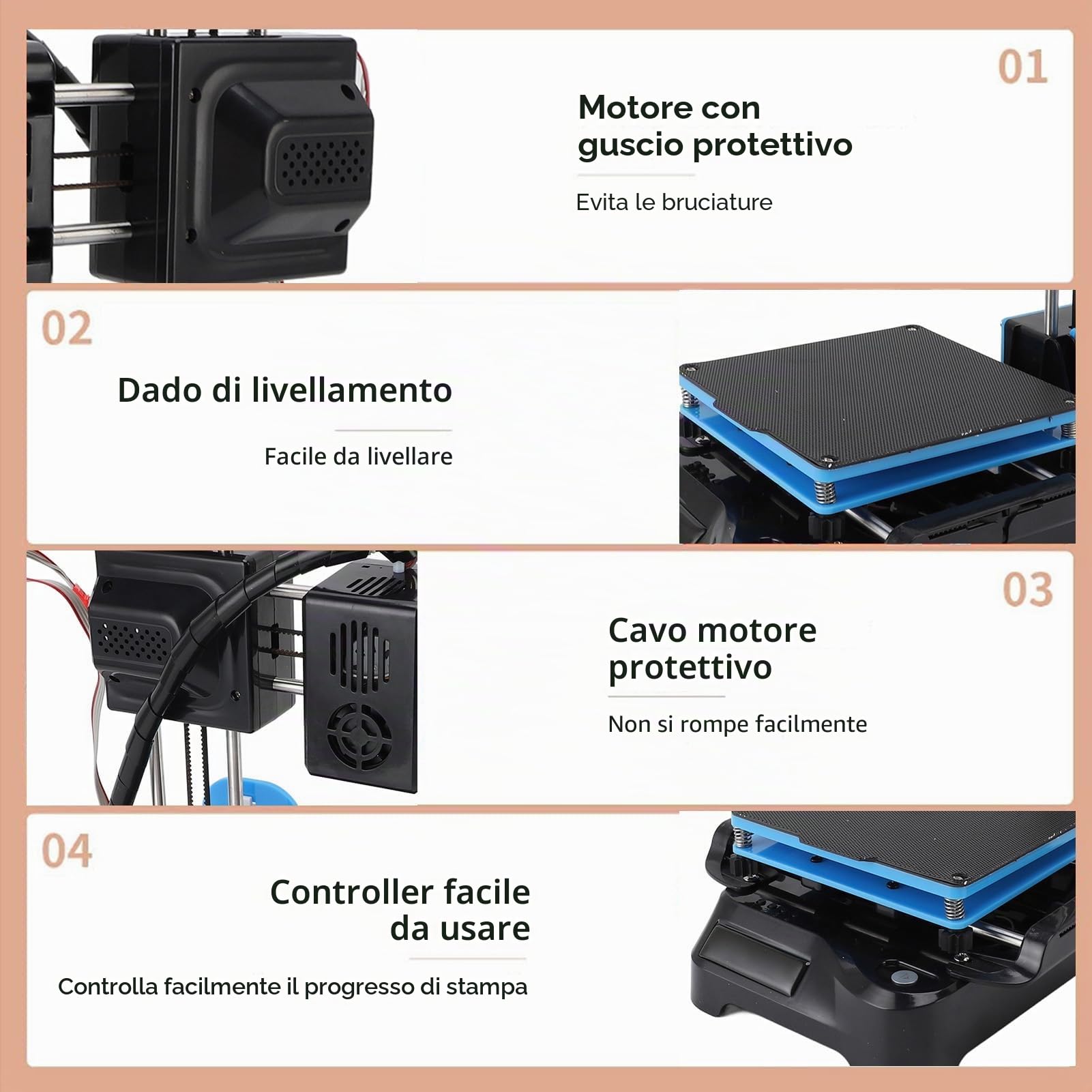 Piccola Stampante 3D, Design Compatto Design Desktop Machine 3D Portatile 3D con Piattaforma Magnetica Staccabile per Educazione Domestica Appassionati Fai -da -te Studenti (Plug)