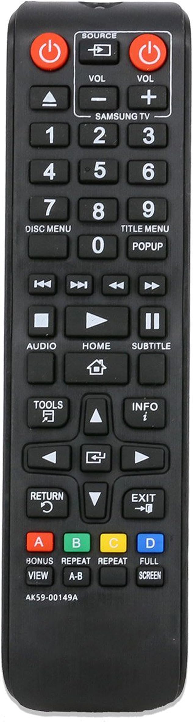Universal Remote Control for Samsung BluRay DVD Player BDF5100 BDFM57C BDH5100 BD