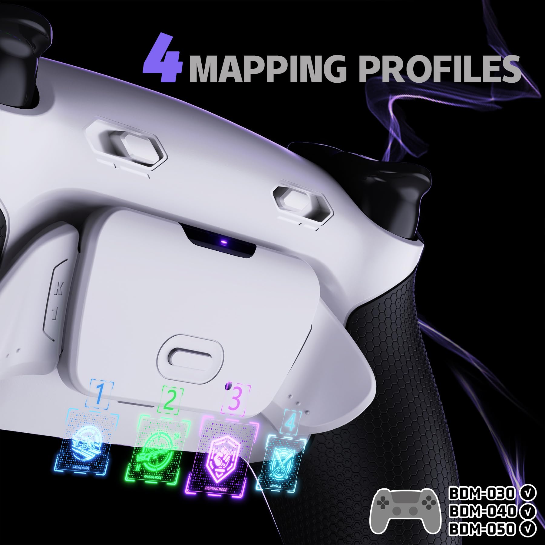 eXtremeRate RISE Plus MAX Tasti Aggiuntivi Clicky Trigger Stop per ps5 Controller BDM-030/040/050,Palette Posteriori Back Button Remap Kit per ps5 Joystick-Senza Controller-Bianco Nero