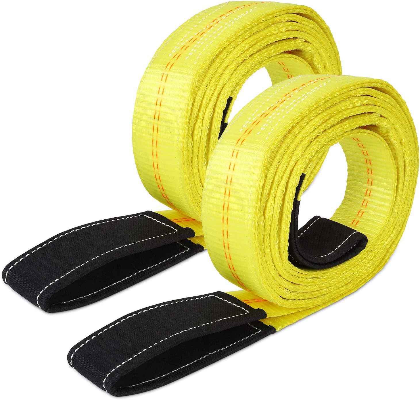 2 Pack 10' x 2" Lifting Sling Straps, 10ft Lifting Straps with 12,400lbs Max Basket Rated Capacity, Heavy Duty Nylon Tree Saver Recovery Strap Web