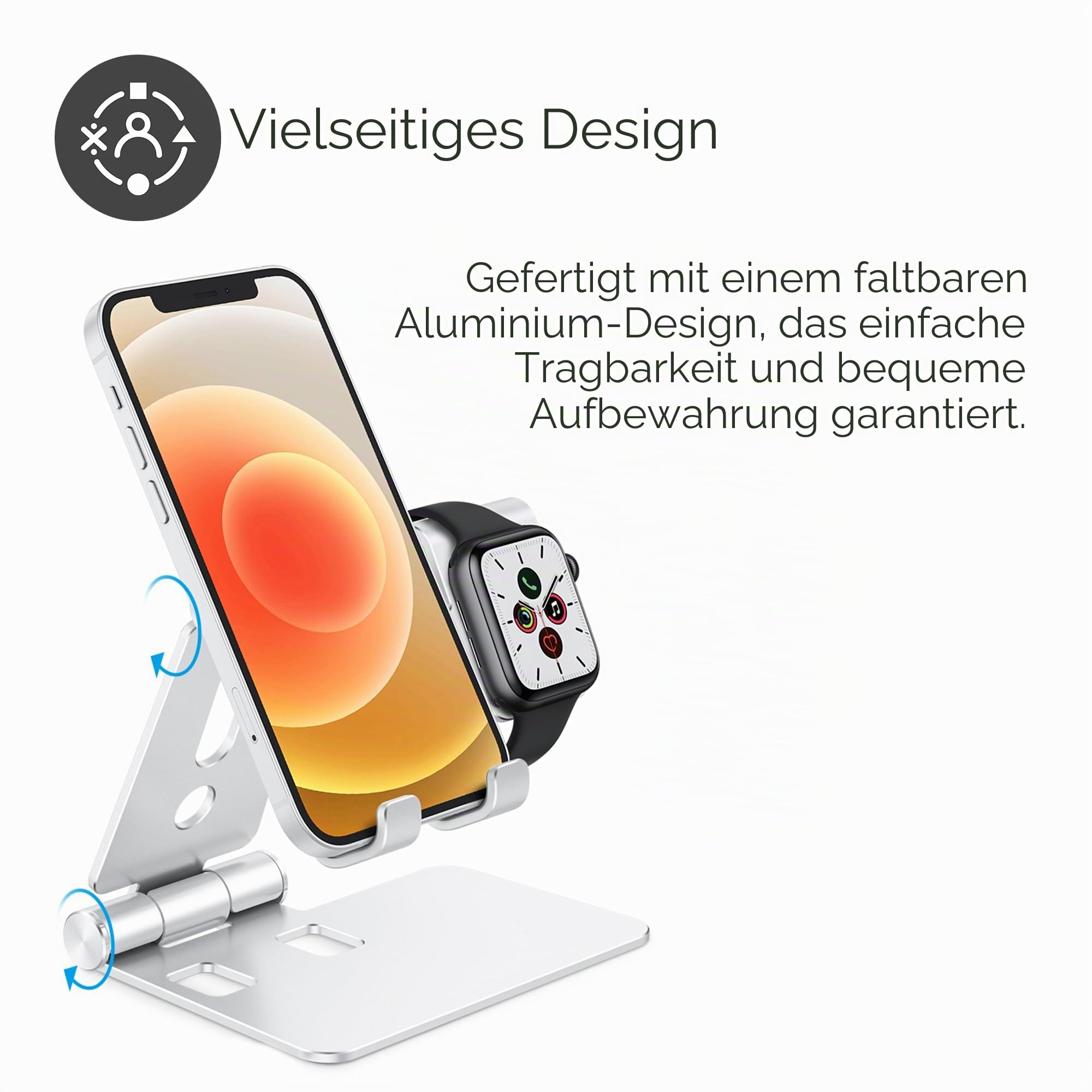 Desire2 Restore Pro, Kompatibel mit Apple Watch und iPhone-Ladeständer, Kabellose Ladestation für mehrere Geräte, Handyhalter-Schreibtischzubehör, Apple iPad- und Apple Watch-kompatibel Halter