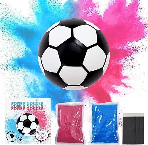 Kit de polvo de pelota de fútbol para revelación de género, 1 azul y 1 rosa, ideas locas para revelar el género, kit de pelotas de fútbol para