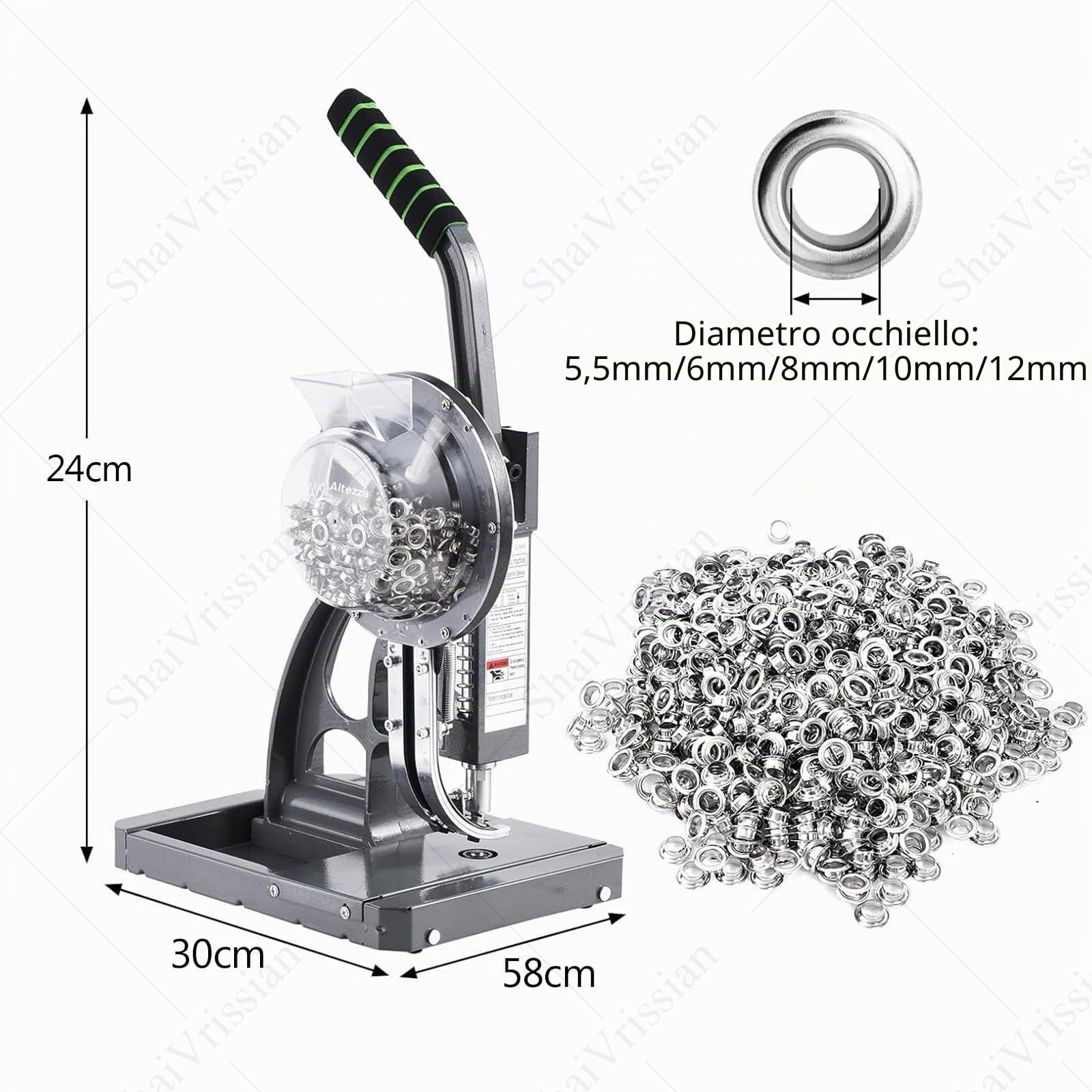 Occhiellatrice per Occhielli,Macchina per Occhielli Semiautomatica,Punzonatrice Fissatrice per Occhielli,Alimentazione Automatica,per Striscioni 12MM