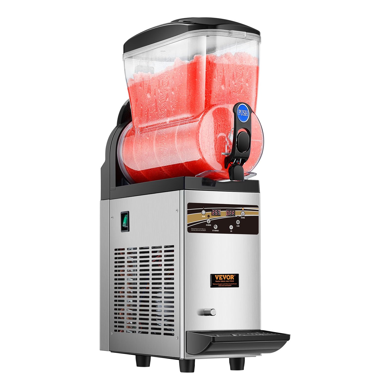 VEVOR - Máquina comercial de margarita, máquina comercial de granizado de un solo tanque de 15 l, 60 tazas de acero inoxidable para batidos de margarita, máquina de bebidas congeladas, máquina de