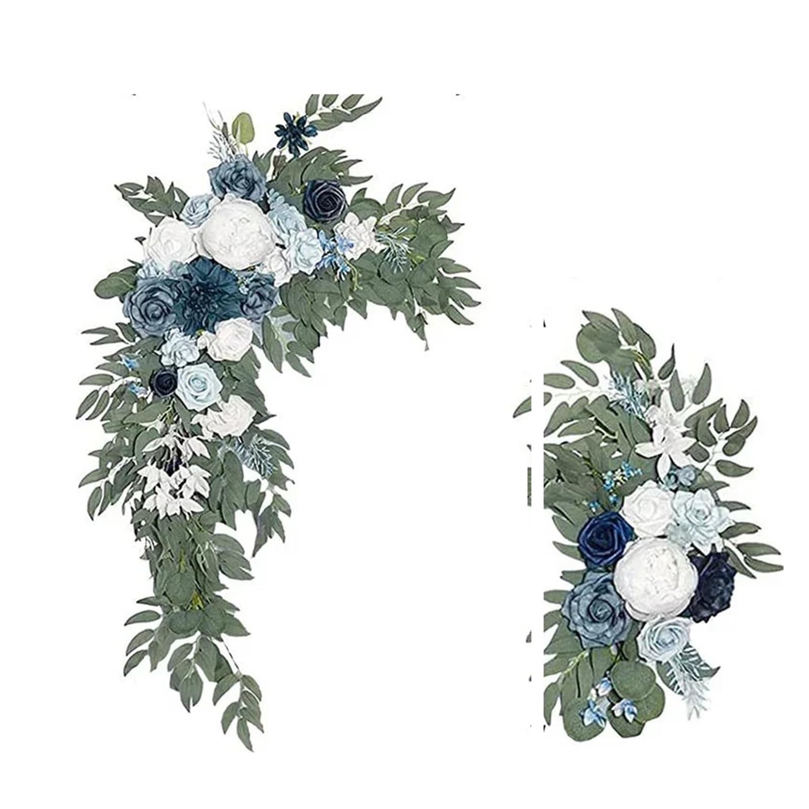 DSFIHJO Artificial Flower Vine 2Pcs Artificial Wedding Arch Flowers Kit Garlands Silk Peony Flower Swag Welcome Sign Floral For Ceremony Party(Blue)