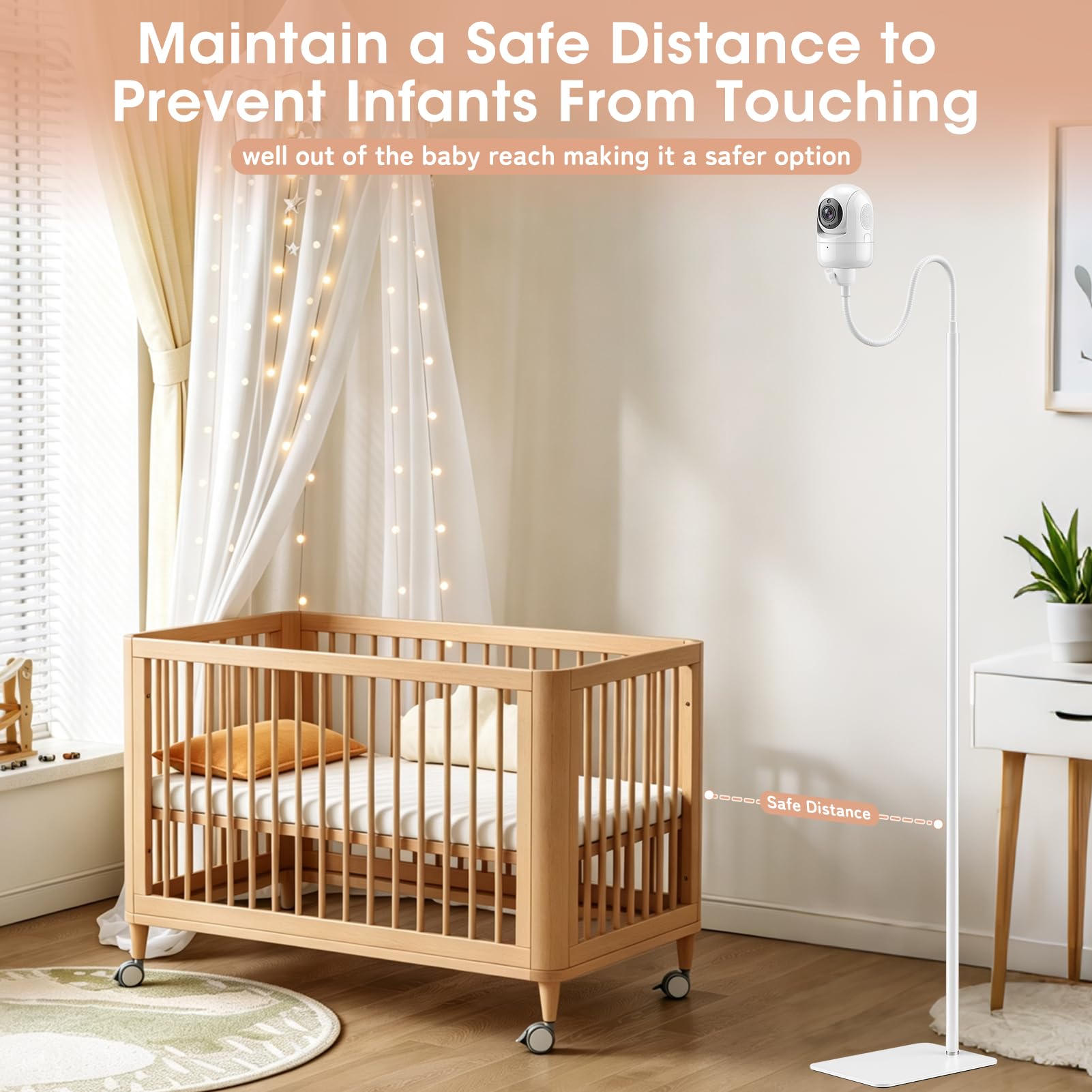 Support universel pour moniteur de bébé, hauteur réglable de 95 à 175 cm, compatible avec HelloBaby, VTech, TP-Link, Babysense, Boifun et toutes les caméras avec support de moniteur bébé à vis 6,35 mm