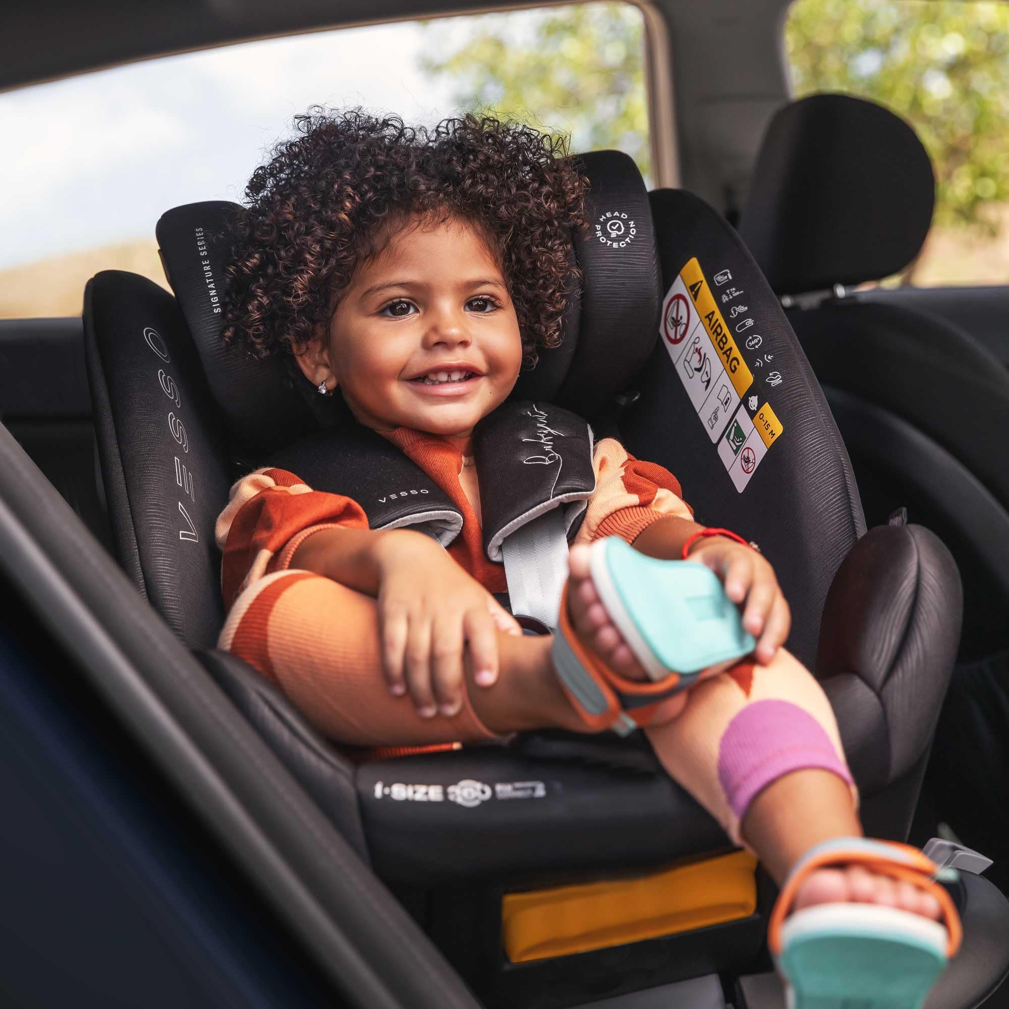 BABYAUTO – VESSO SIGNATURE Silla de Coche iSize, 0-36 kg, 0-12 Años - Sistema Rotatorio 360 Grados, Memory Foam, Top Tether y Protección Lateral. GREY DOBBY