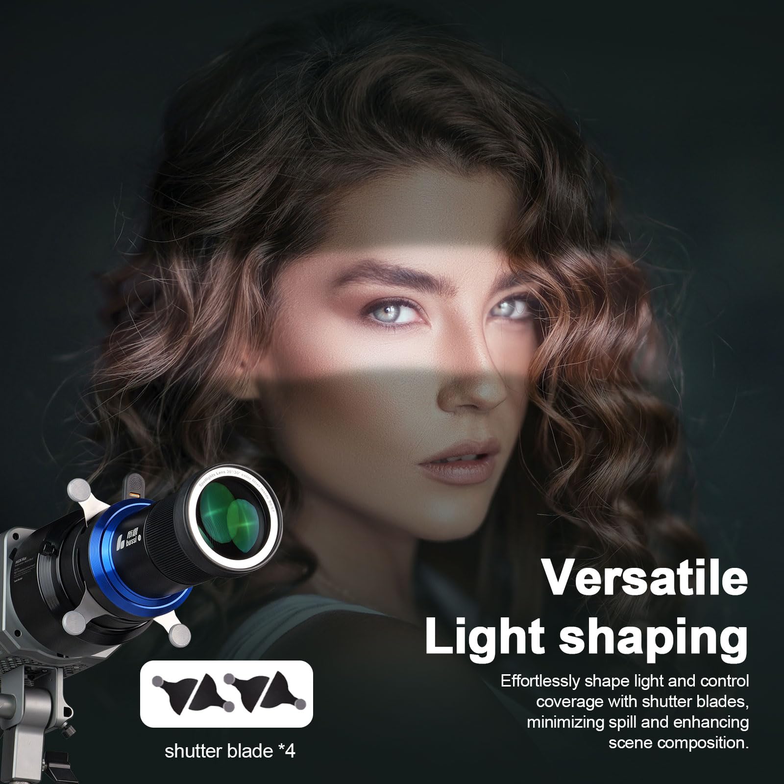Bussi MG06 Max Bowens Mount Snoot mit 40 Gobos, 36° Objektiv, optischer Snoot Spotlight für Fotografie, Video, Formlichtstudio, GOBO-Licht, Stroboskop-Bowens-Halterung