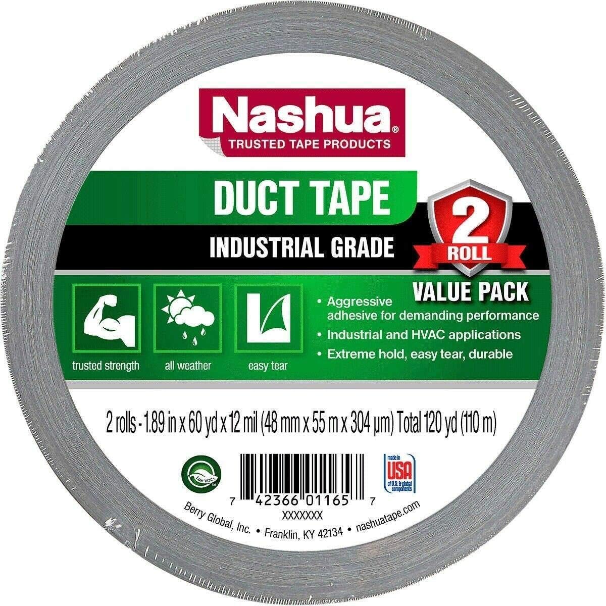 NashuaDuct Tape 12 Mil Thick 2" x60 Yard 2 Pack