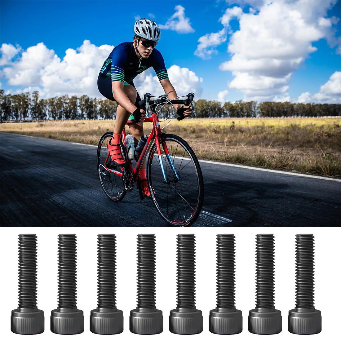 PYRUVAE 10 Pièces Visserie INOX Vis Porte Bidon Vélo 5x20mm Avec Rondelles Colorées
