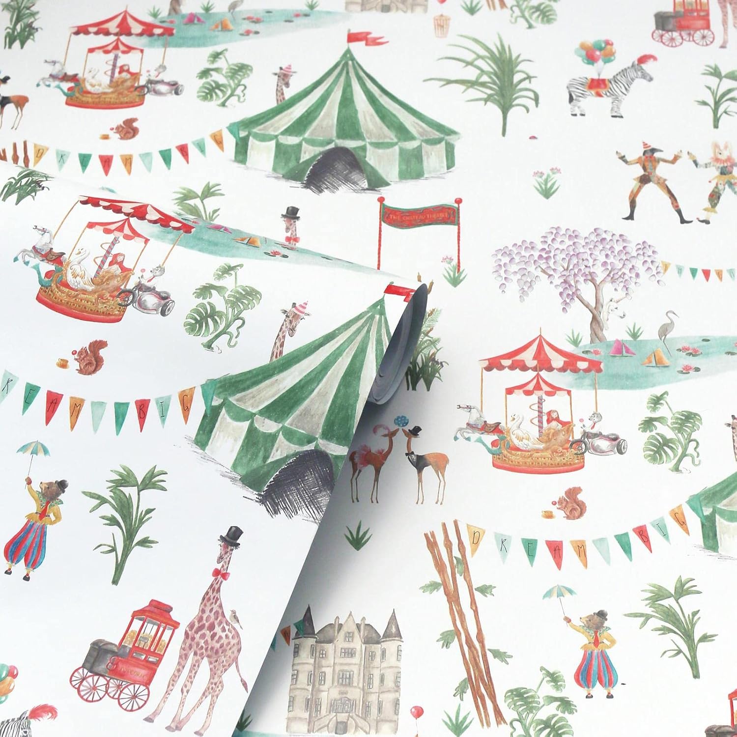 The Chateau by Angel Strawbridge Le Cirque du Chateau Circus Carnival Animal Themed Vintage Wallpaper Multi CIR/MUL/WP