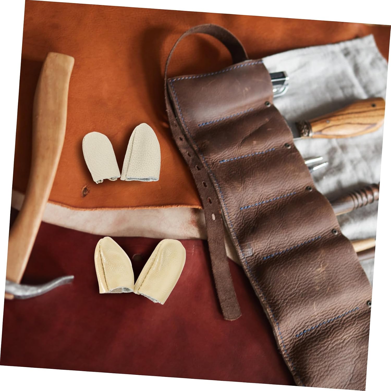 PLAFOPE 36pcs Leather Finger Protector Thimble Sewing Supply Comfortable Finger for Crafting Embroidery Essential Guards for Seamstress