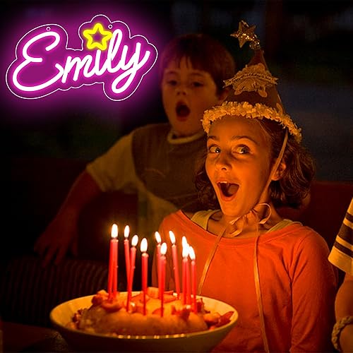Miniatura 5 de ATTNEON Emily - Letrero de neón, luz LED de neón personalizada para dormitorio de niños, decoración de fiesta de cumpleaños, luz alimentada por USB
