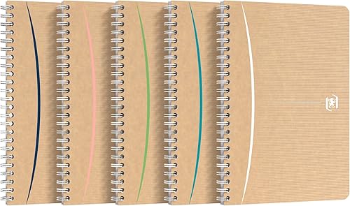 Oxford 5 cuadernos en espiral A5, bueno para el medio ambiente, 90 hojas
