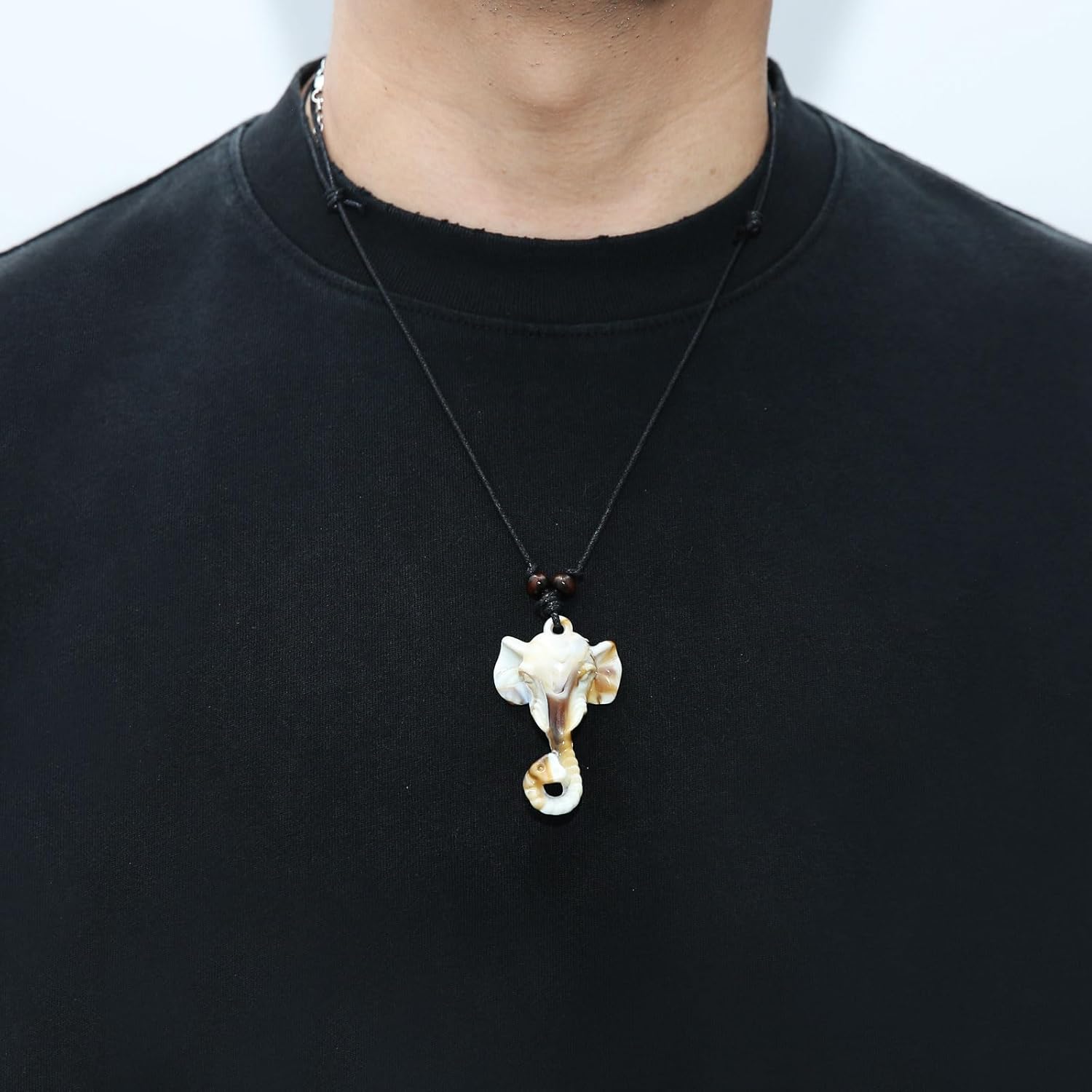 STWTR Adjustable Resin Elephant Hemp Rope Necklace, Maori Tribe Pendant, Lucky Jewelry - Image 6