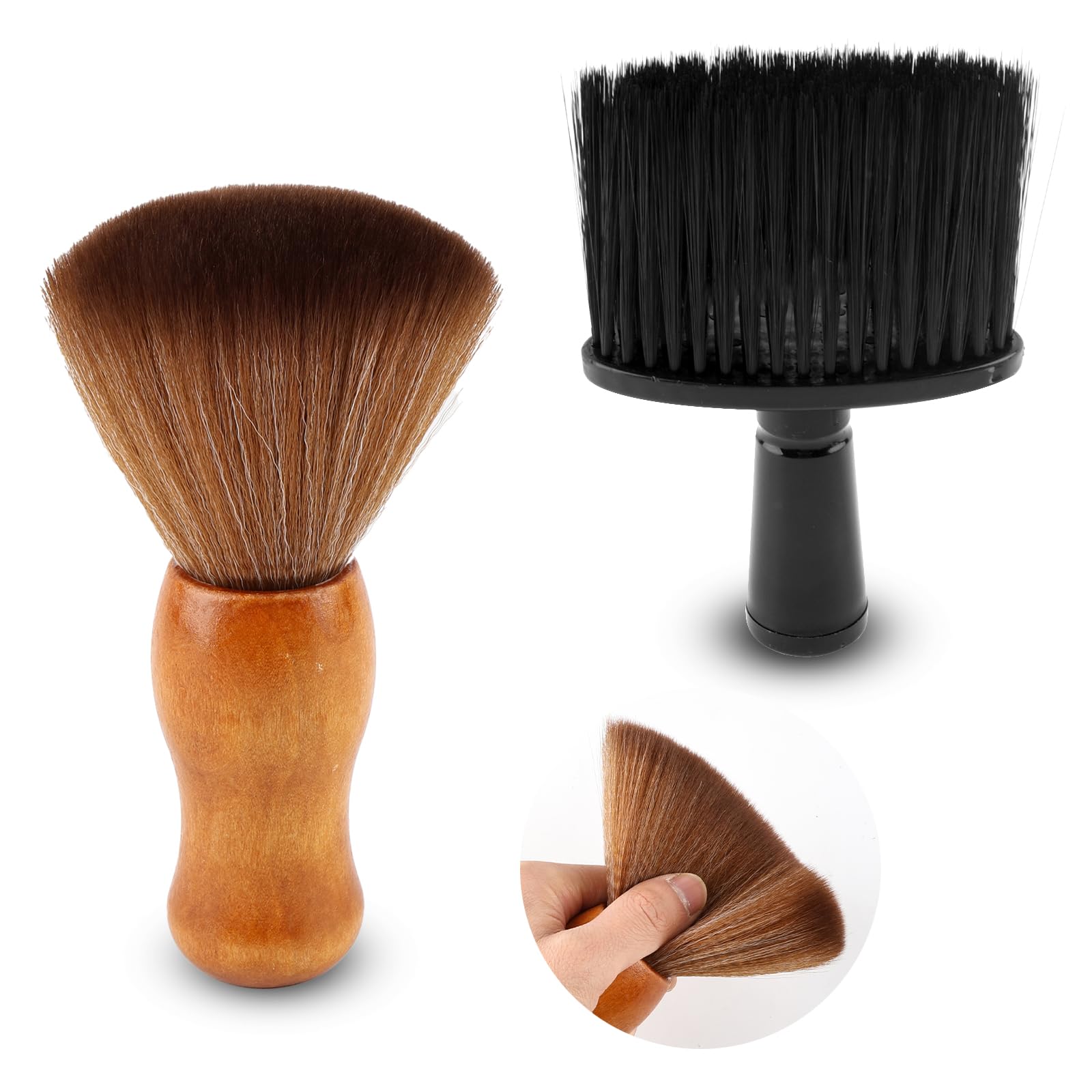 2 Stück Friseurbürste, Nackenpinsel Set, Braun Friseur Bürste, Schwarz Friseur Pinsel, Haarpinsel Barbierbürst, Soft Friseur Haarpinsel, Barber-Zubehör, für Haarreinigung usw.