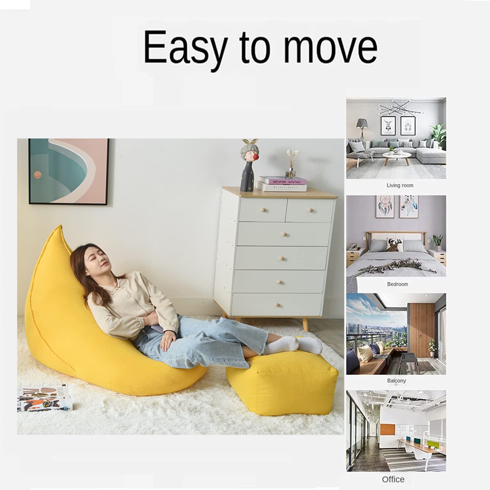 Pouf a Sacco Puff Poltrona (Senza Imbottitura) Perfetta per Leggere, Guardare Film, Giocare ai Videogiochi o Passare Il Tempo Fodera,off White