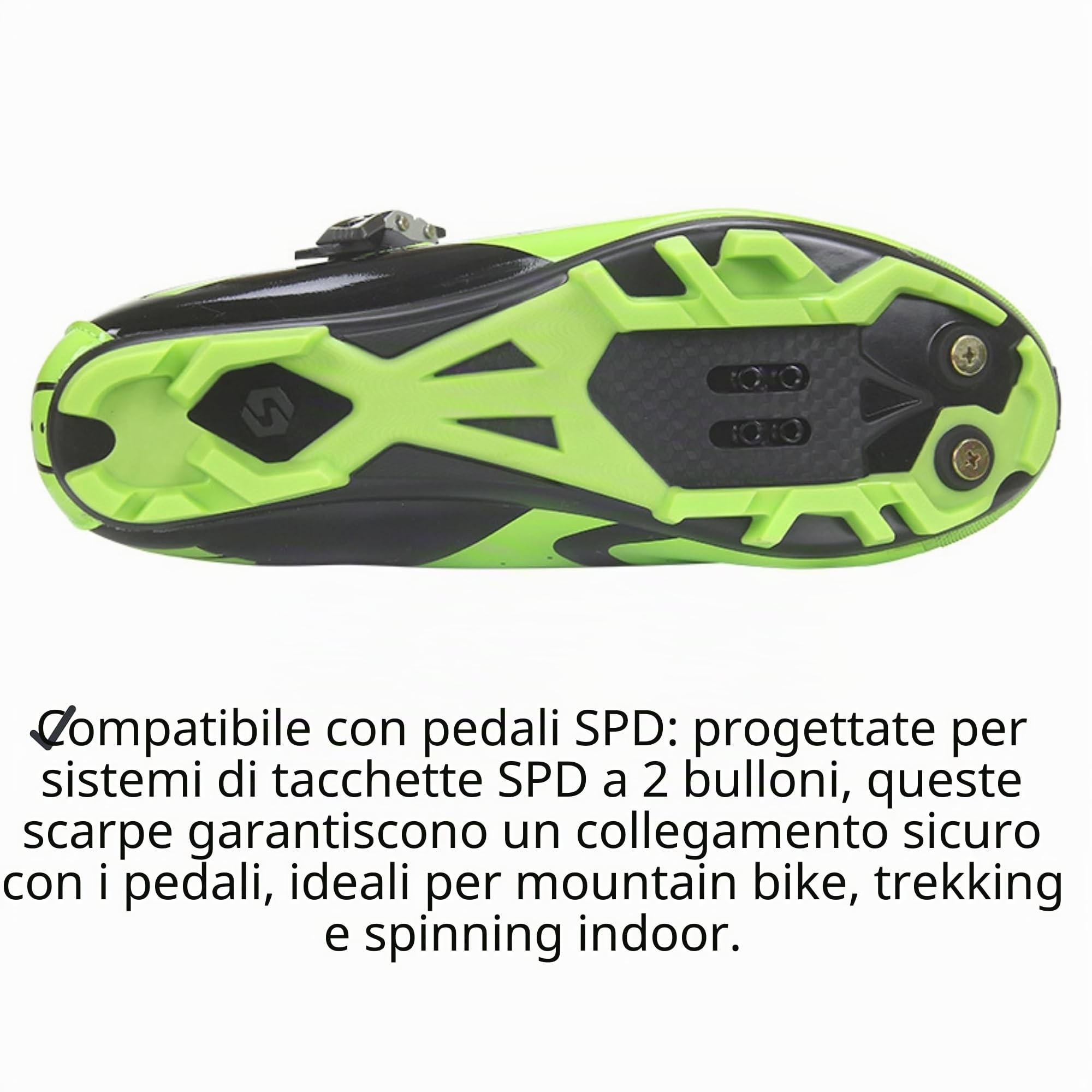 Scarpe MTB Ciclismo Mountain Bike Professionali Traspiranti per Uomo e Donna, compatibili Pedali SPD - Verde 45 EU