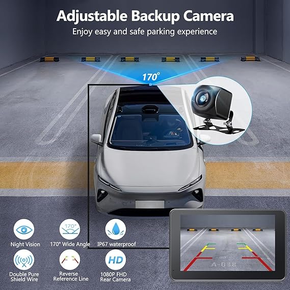 Carplay Screen for Car with Apple CarPlay/Android Auto, 7 Wireless Car Stereo, Portable Touchscreen Car Radio with Bluetooth, Backup Camera, GPS Navigation, Mirror Link,Multimedia Player All Vehicles