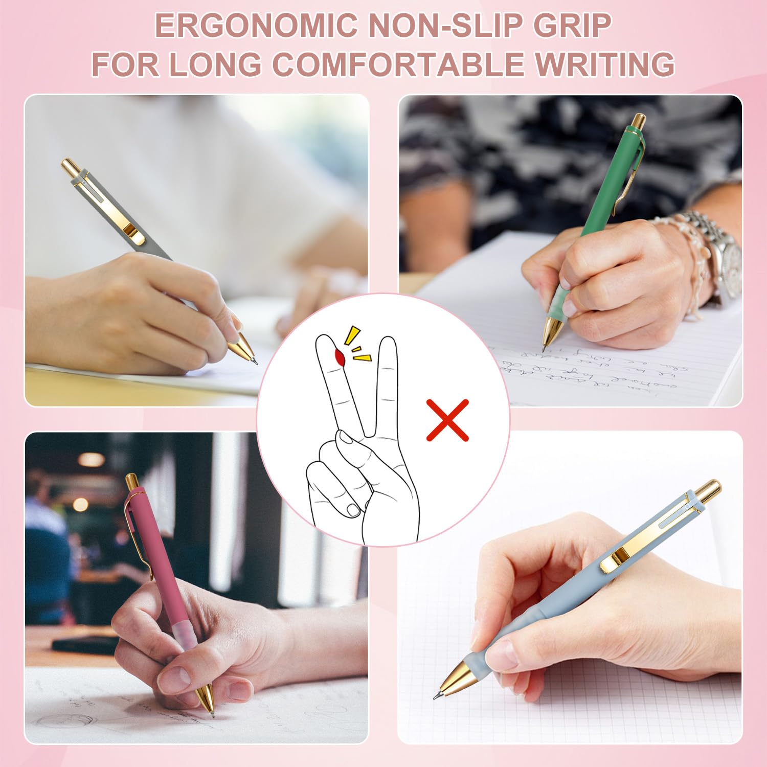 Linbsunne Gel Pens Black Ink Pen 0 5mm fine Point Pens Smooth Writing Retractable Office Supplies 12-count — view 3