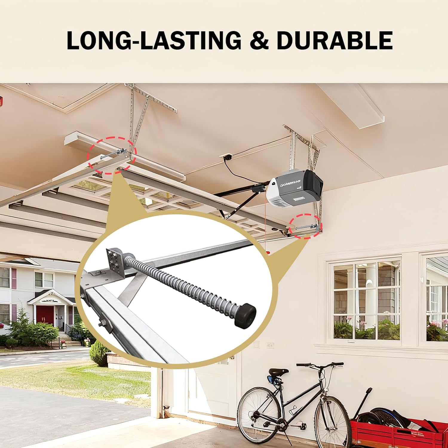 LAJIAOZ Pair of Garage Door Pusher Spring, Heavy Duty Garage Door Plunger Bumper Opener System Parts, L & R, Cable Protection, Durable Garage Door Parts(20 Inch)