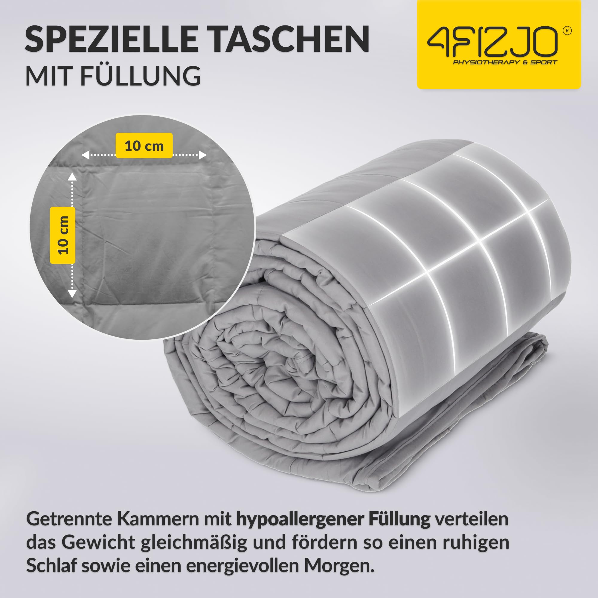 4FIZJO Gewichtsdecke 150x200 8 kg, Anti Stress Therapiedecke, Schwere Decke aus 7 Schichten, Decke für tiefen Schlaf und bessere Erholung, Weighted Blanket, Für Männer & Frauen von über 80 kg