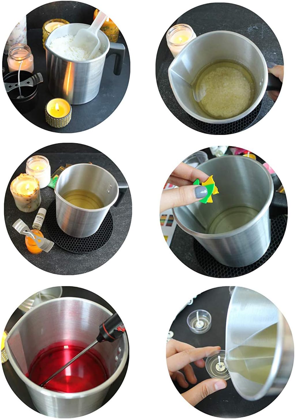 Yarlung 4 Pounds Candle Making Pouring Pot, Aluminum Construction Candle Making Pitcher Dripless Pouring Spout Wax Melting Pot with Heat-Resisting Handle (Pack of 2)