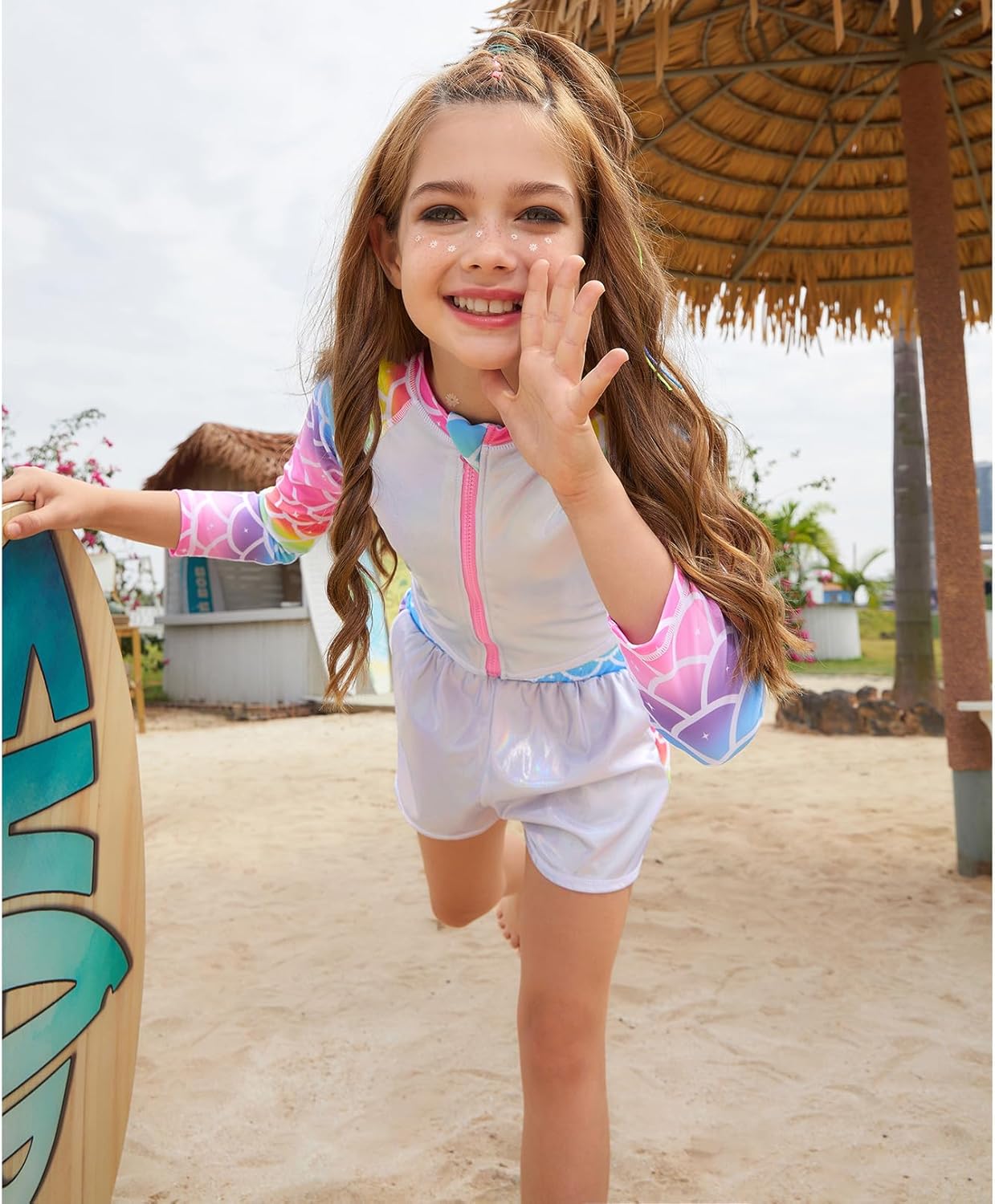 Jxstar Girls 3 Piece Rash Guard Sets Summer Swimsuit Long Sleeve Bathing Suit for 3-12 Years - Image 3