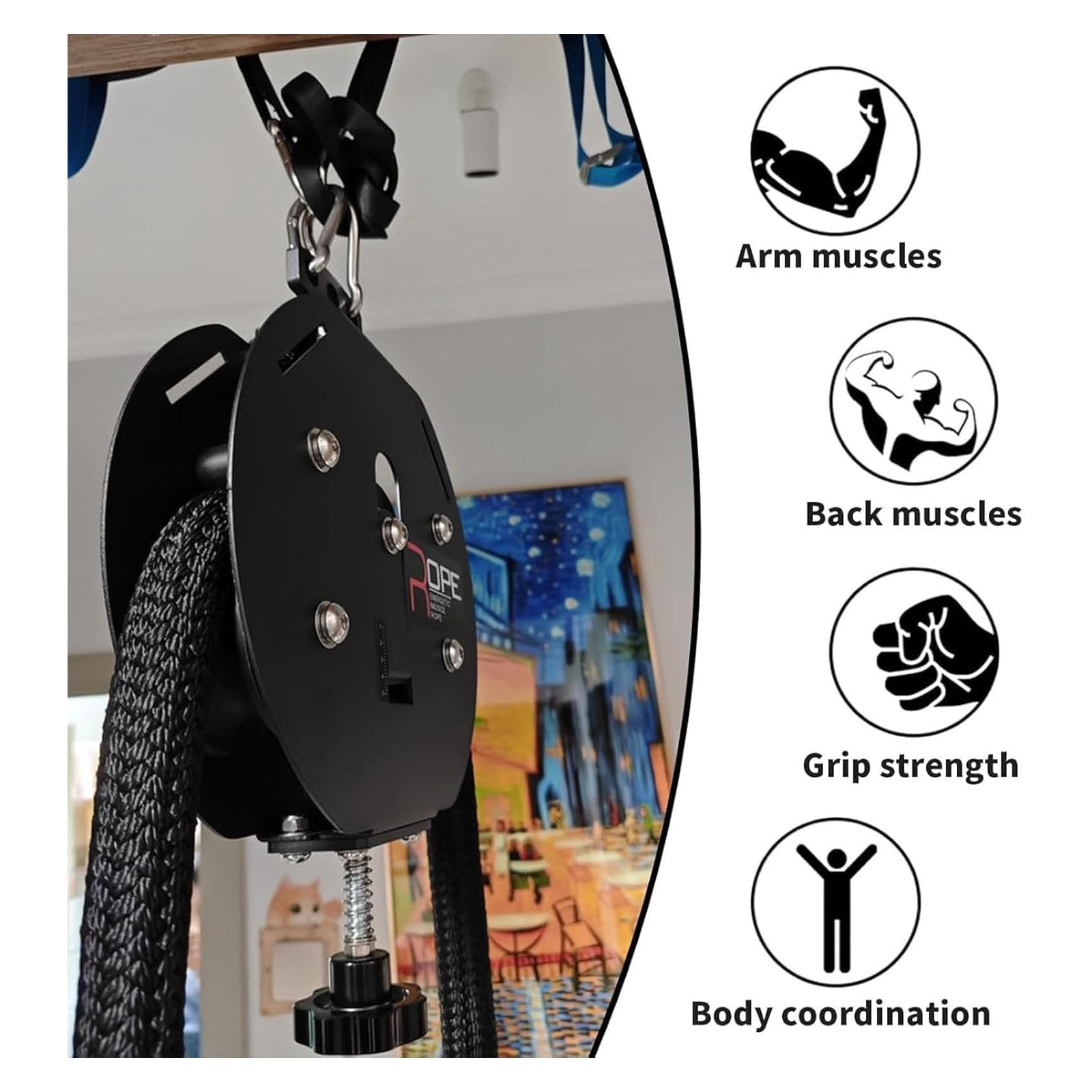 Endless Rope Trainer,Pulley Cable Machine,Endless Rope Trainer,Adjustable Resistance, Small Footprint and Easy To Install for Muscle Endurance, Upper Extremity Physical Training