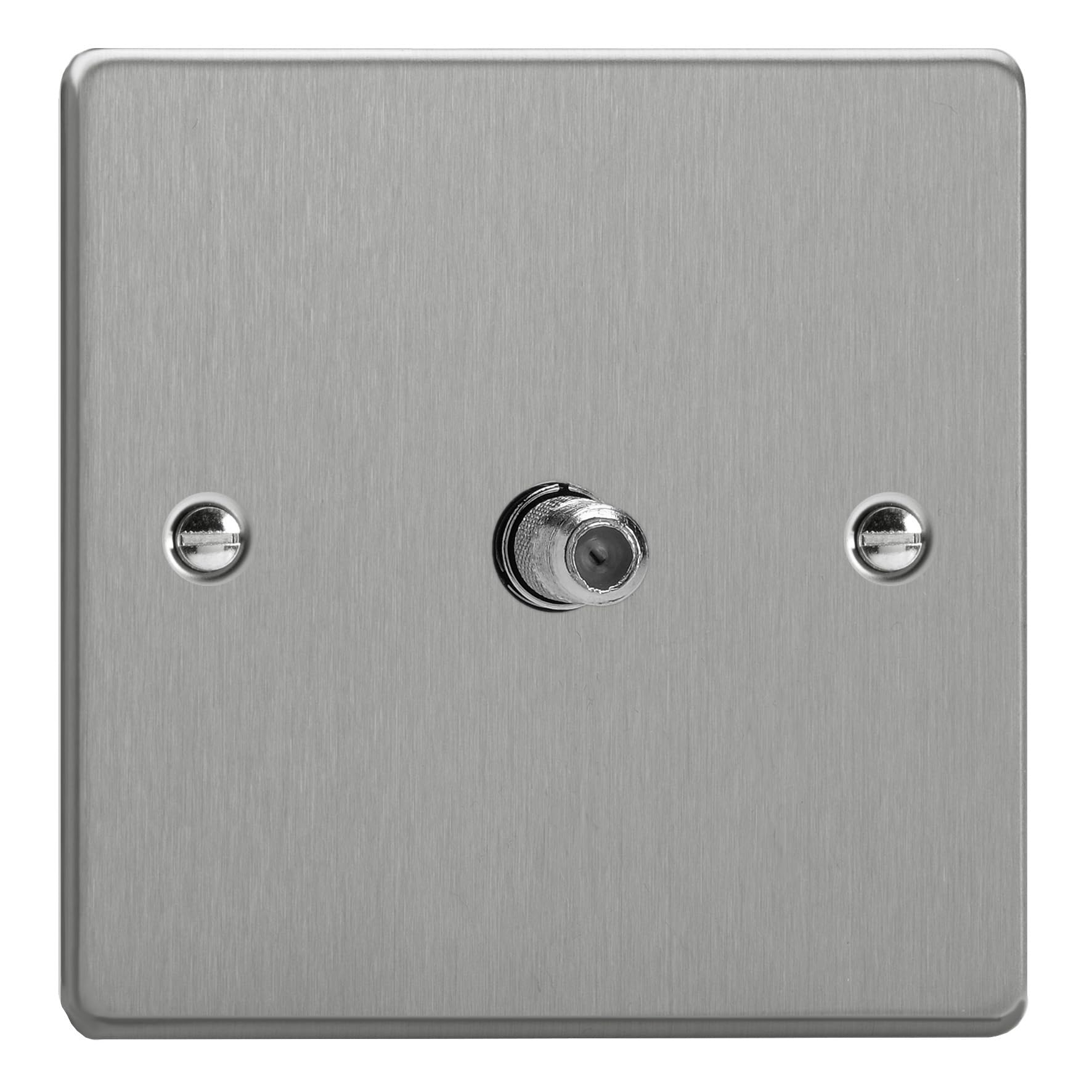 Varilight 1-Gang TV Socket, F-Type Satellite Brushed Steel