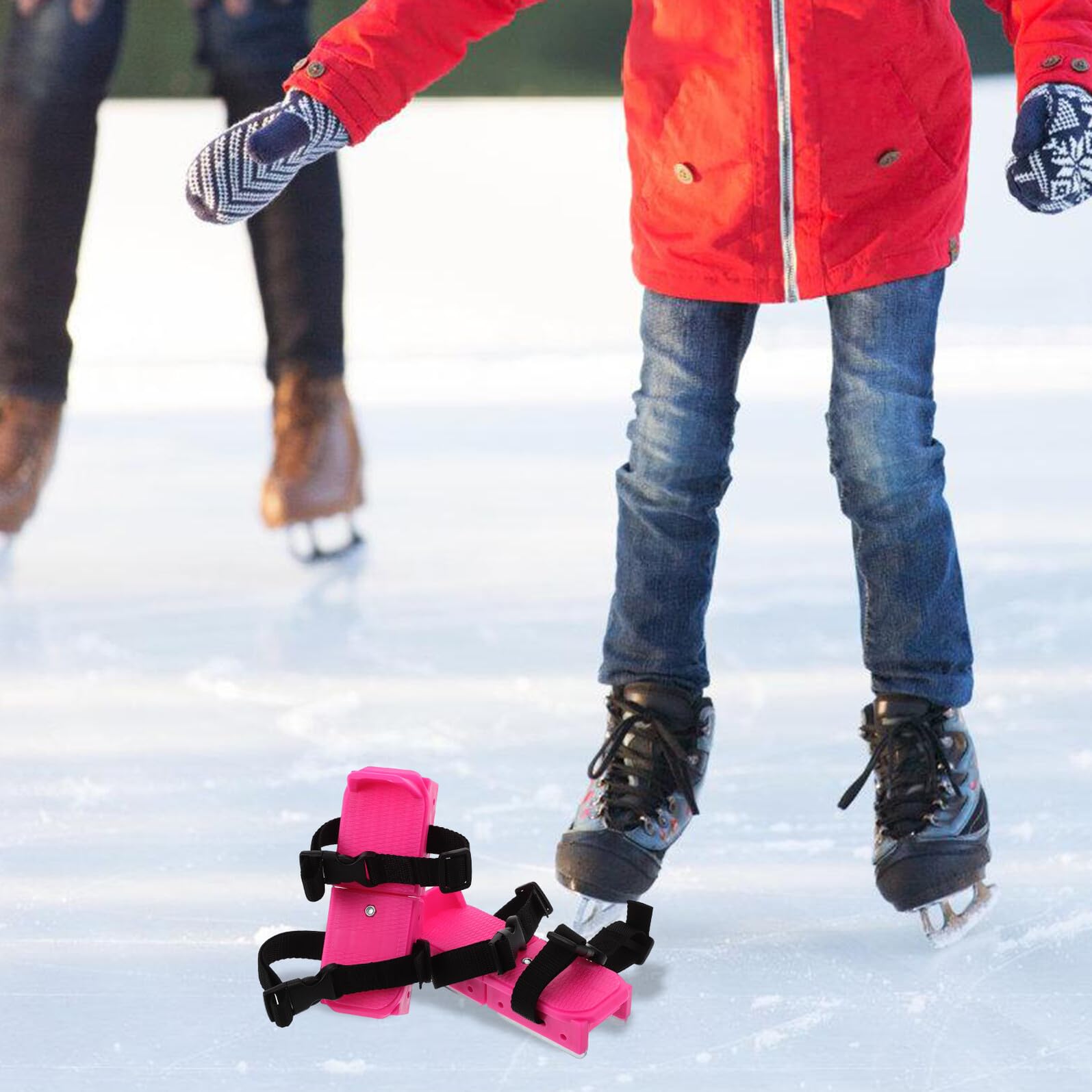 Scarpe da Pattinaggio su Neve Regolabili per Ragazzi 1 Paio Rosa | Pp Metallo Ribbon, per Sci e Ghiaccio, Adatte a Ragazze e Ragazzi, Confezione Pe