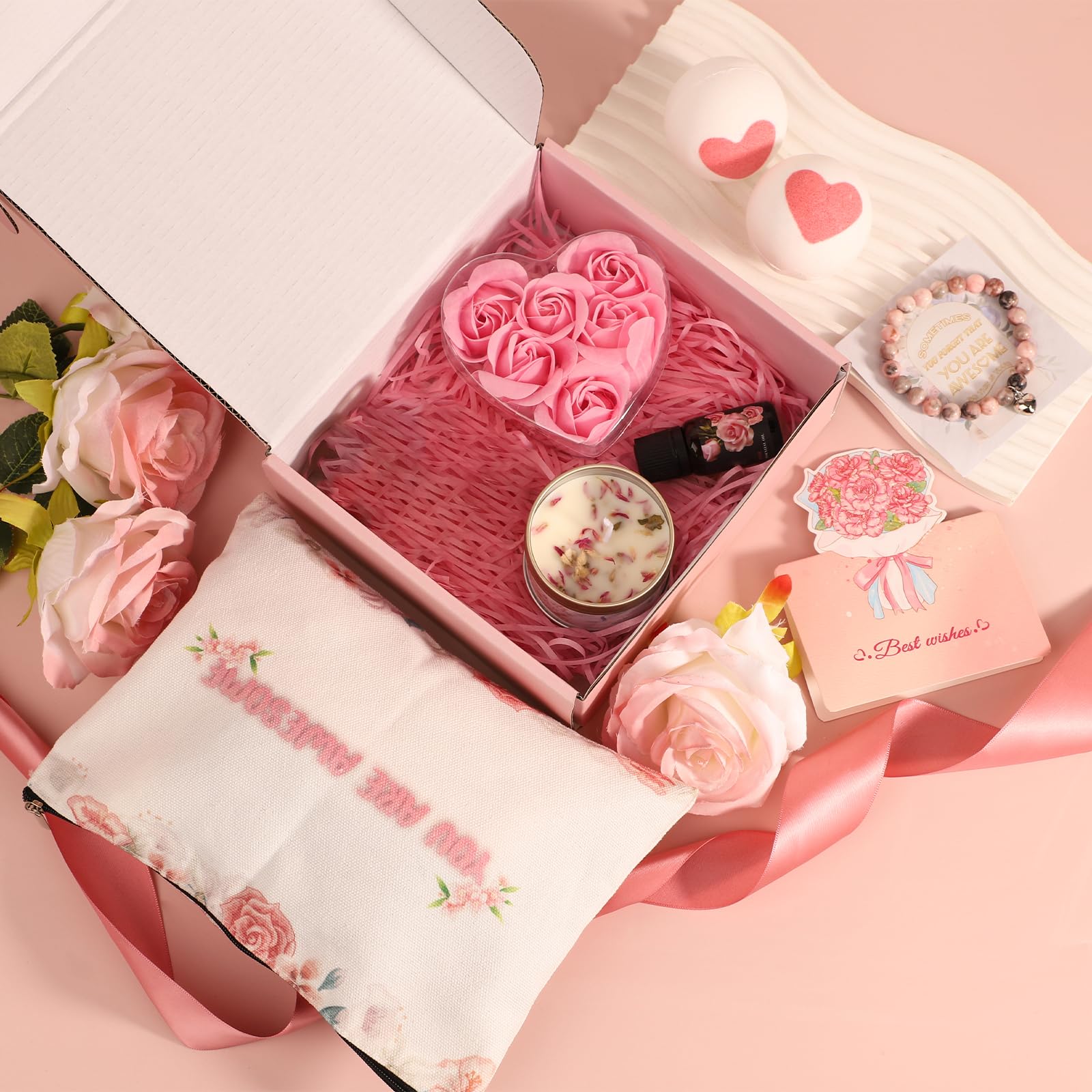 Spa Gifts Basket for Women, Birthday Gifts for Mom, Coworker Gifts Set , Get Well Soon Gifts for Sister Best Friends Girlfriend (Awesome)