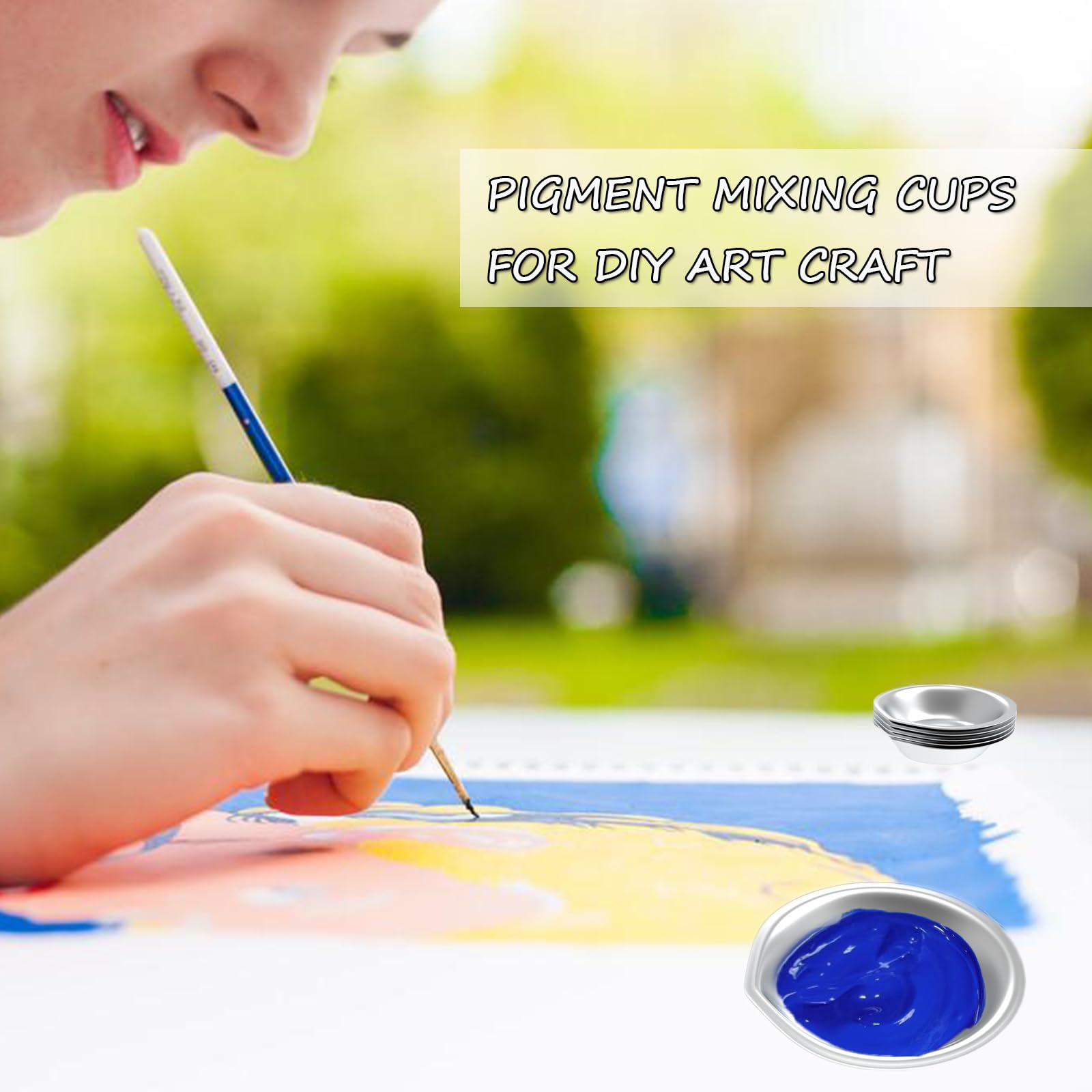 LZbeove 12 PCS Pigment Mixing Cups for DIY Art Craft Stainless Steel Painting Color Palette 2 inch Painting Trays with Mouth for DIY Art Craft, Airbrush Model Paints