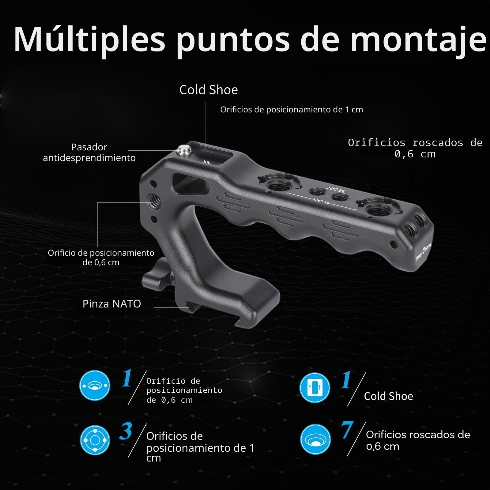 Nitze NATO Top Handle, Mini Top Handle Mango con NATO Clamp, Mango Superior para Jaula de Cámara, DSLR Cámaras (Lil Stinger II) -PA28M-D1