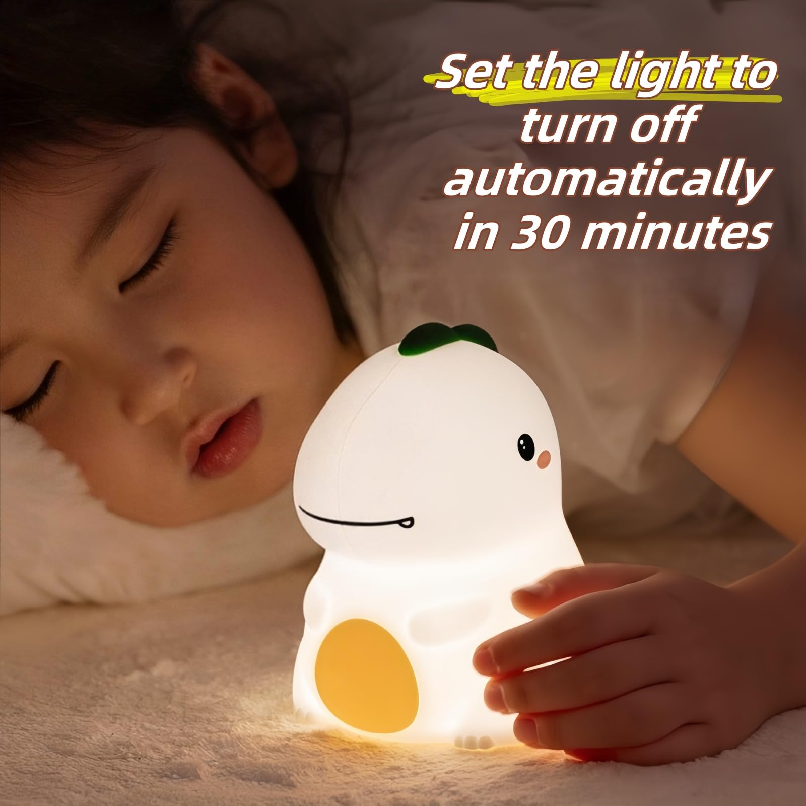 Danolt Dinosaur Night Light, Silicone, Green, Decoration, Tabletop - Image 4