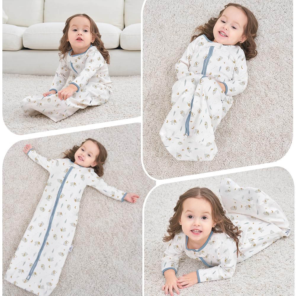 Miracle Baby 2 Pezzi Sacco nanna portatile in 100% cotone, a maniche lunghe,ceniera, per bambini da 0 a 18 mesi